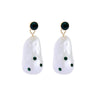 Imitation Pearl Emerald Crystal Drop Earrings