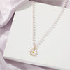 Imitation Pearl Goldtone Daisy Pendant Necklace - White