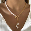 Imitation Pearl Goldtone Multi-strand Drop Necklace - White