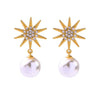 Imitation Pearl Goldtone Star Drop Earrings