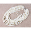 Imitation Pearl Graduated Necklace & Earrings Set - White