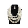 Imitation Pearl Graduated Necklace & Earrings Set - White