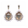 Imitation Pearl Green Goldtone Drop Earrings