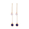 Imitation Pearl Navy Hexagon Threader Earrings