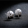 Imitation Pearl North Star Crystal Stud Earrings