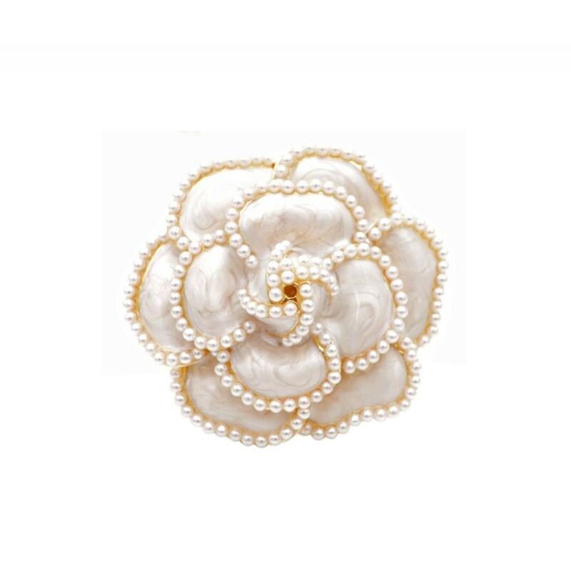 Imitation Pearl Rose Brooch