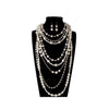 Imitation Pearl and Goldtone Layered Necklace - White