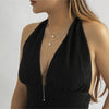 Imitation Pearl and Silvertone Lariat necklace Set - White