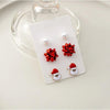 Imitation Pearl, Red Christmas Bow & Santa Set of 3 Stud Earrings