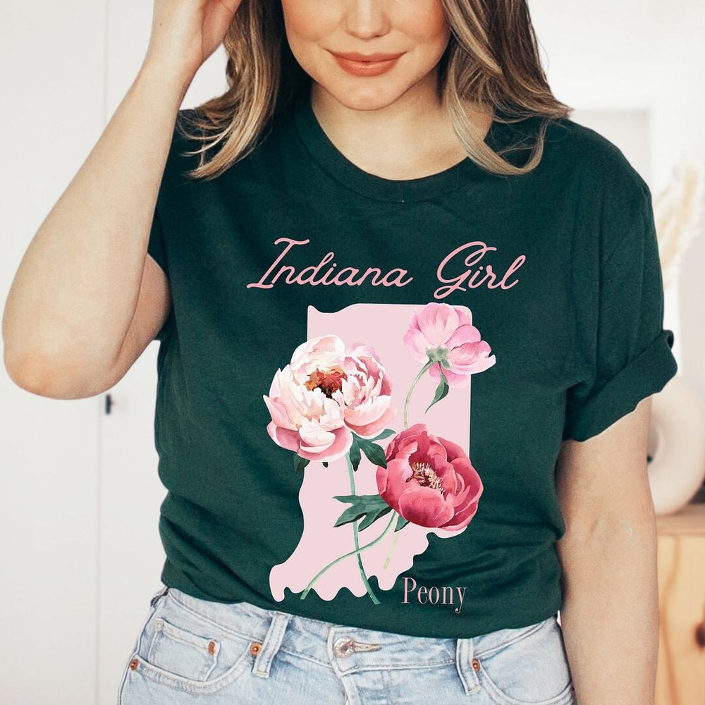 Indiana Girl Flower Short Sleeve Crewnneck Tee