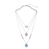 Iridescent Blue Pink Layered Necklace - White