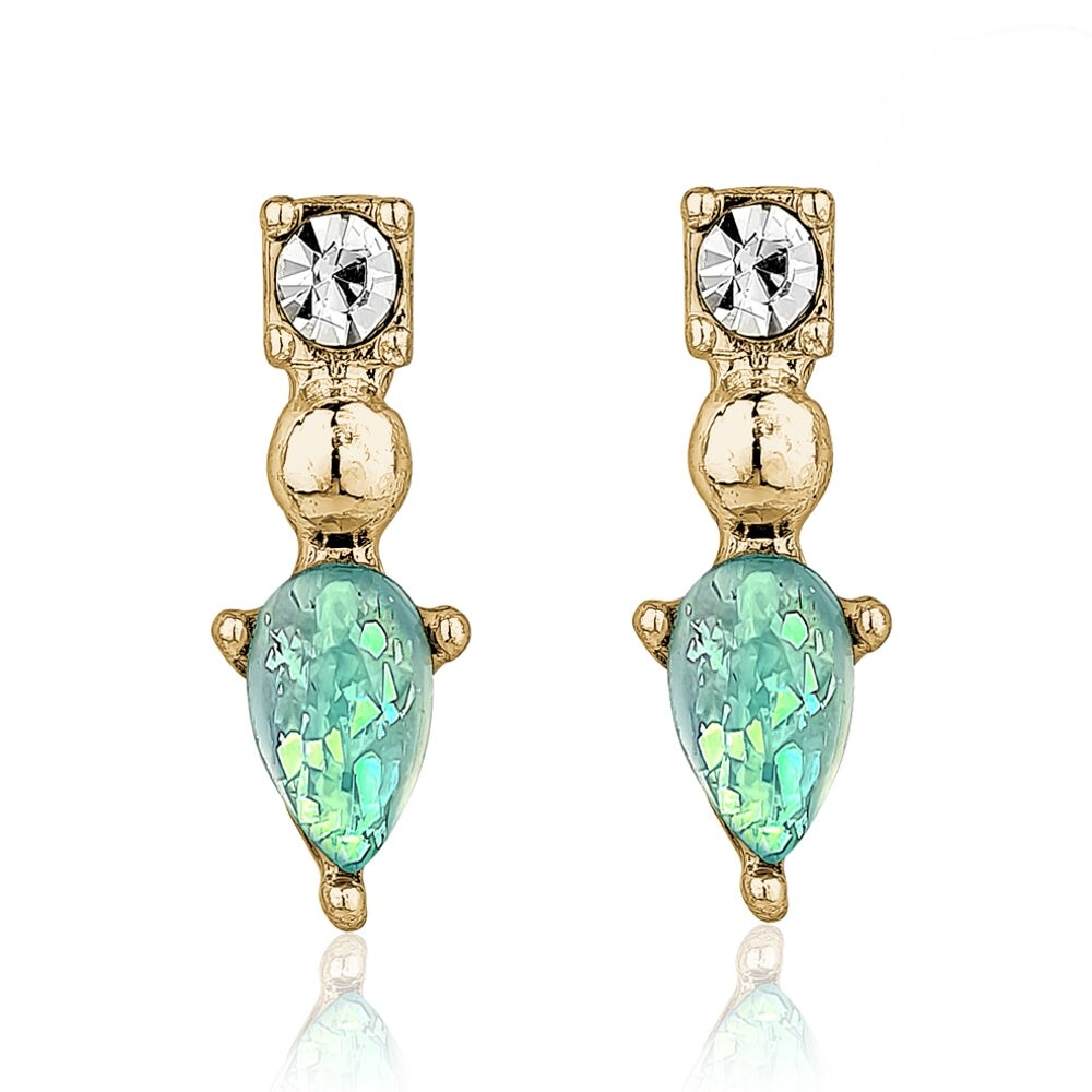 Iridescent Green Goldtone Drop Earrings