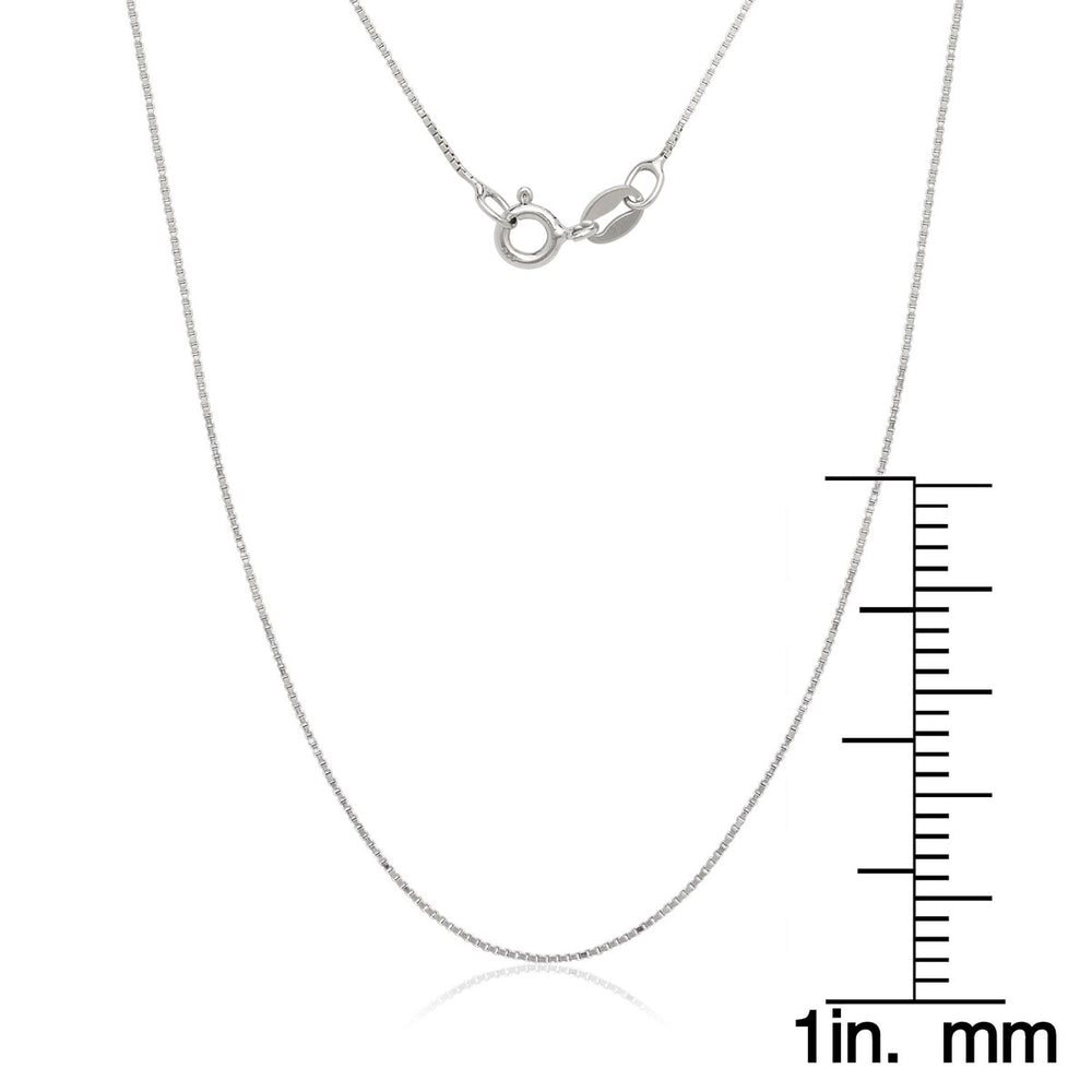 Italian Sterling Silver Rhodium-plated Box Chain Necklace - White