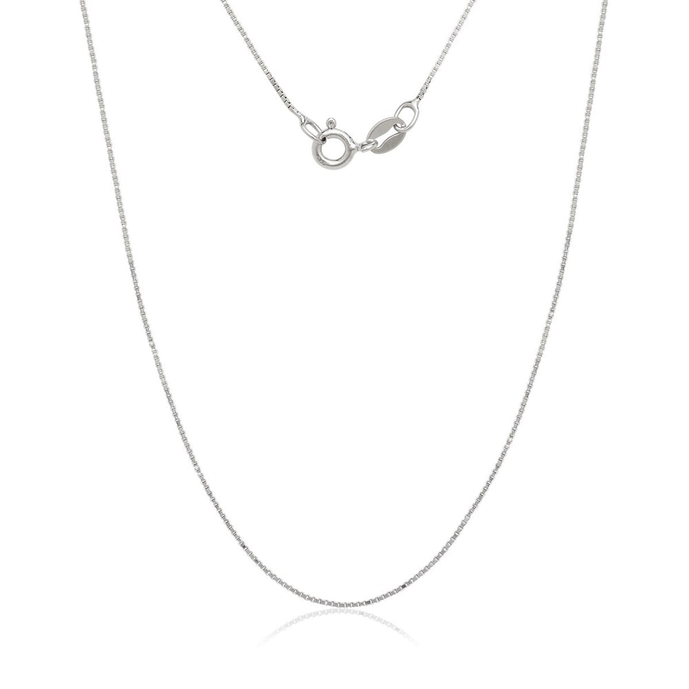 Italian Sterling Silver Rhodium-plated Box Chain Necklace - White