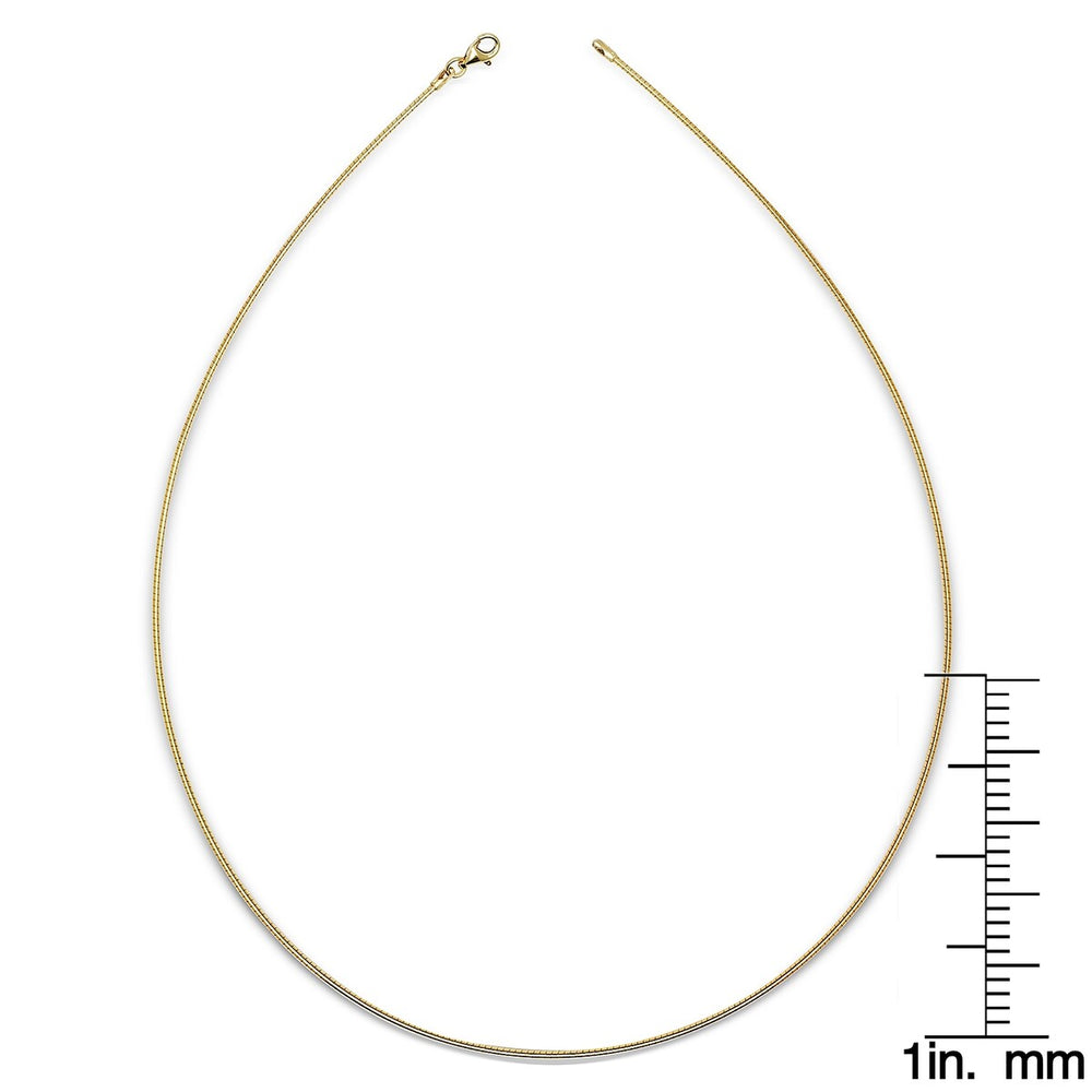 Italian Sterling Silver Round 2mm Yellow-gold-plated Omega Necklace (16-20