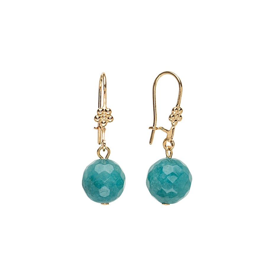 Jade Faceted Turquoise Bead Drop Earrings