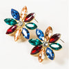 Jewel Toned Crystal Flower Stud Earrings