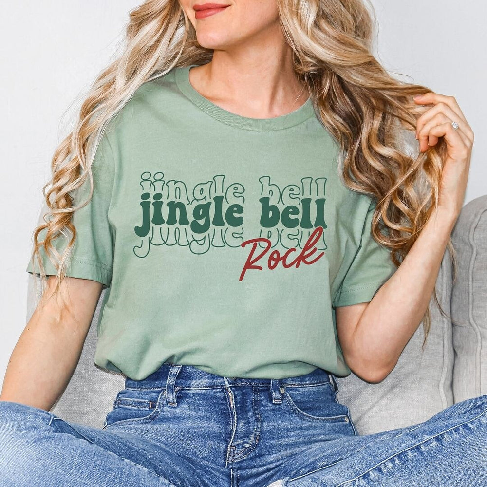 Jingle Bell Rock Stacked Short Sleeve Crewnneck Tee