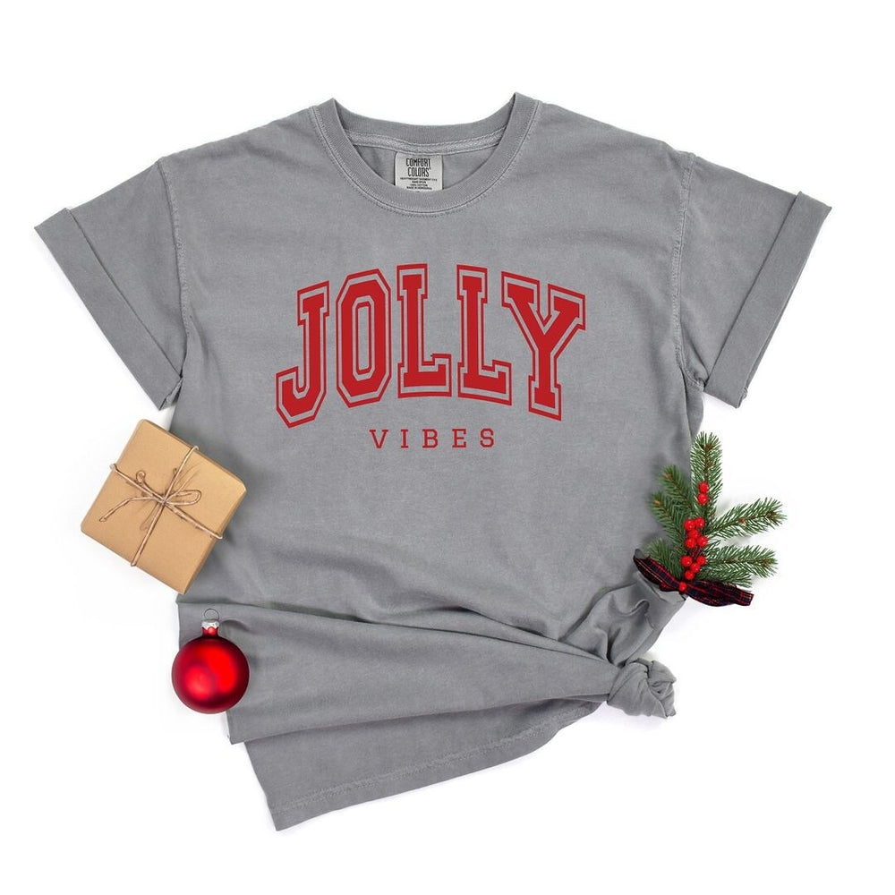 Jolly Vibes Varsity Thick Outline Garment Dyed Tee