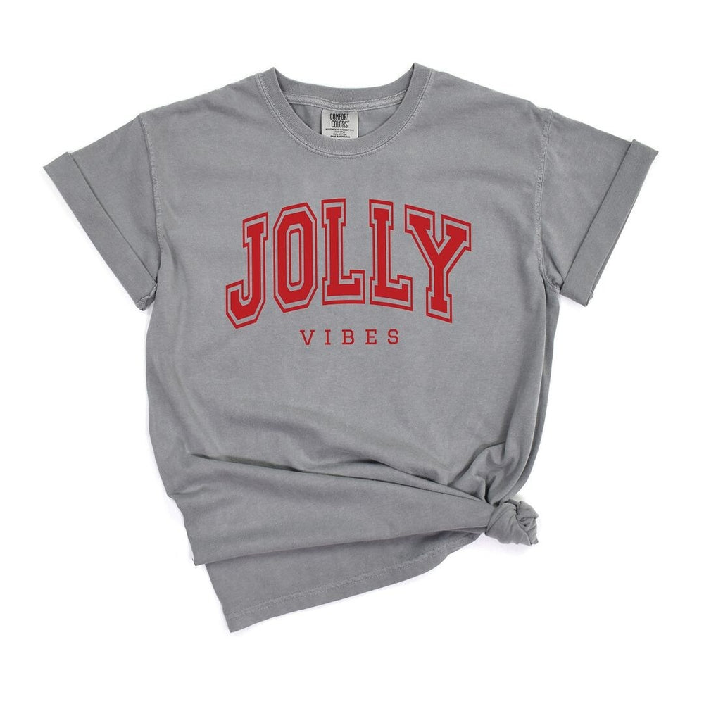 Jolly Vibes Varsity Thick Outline Garment Dyed Tee