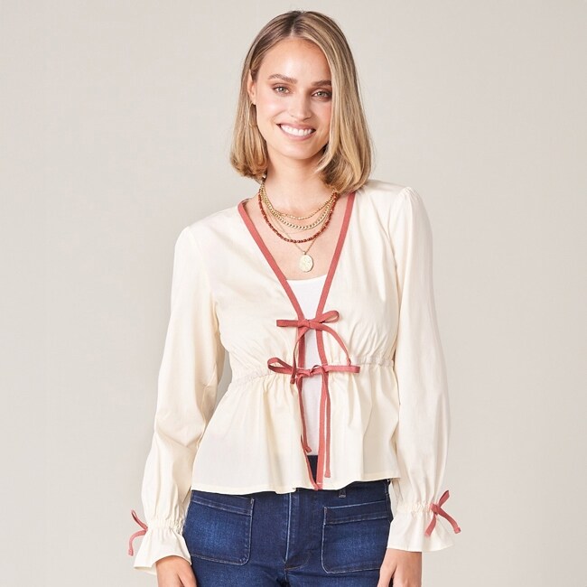 Joni Tie Blouse Buttercream