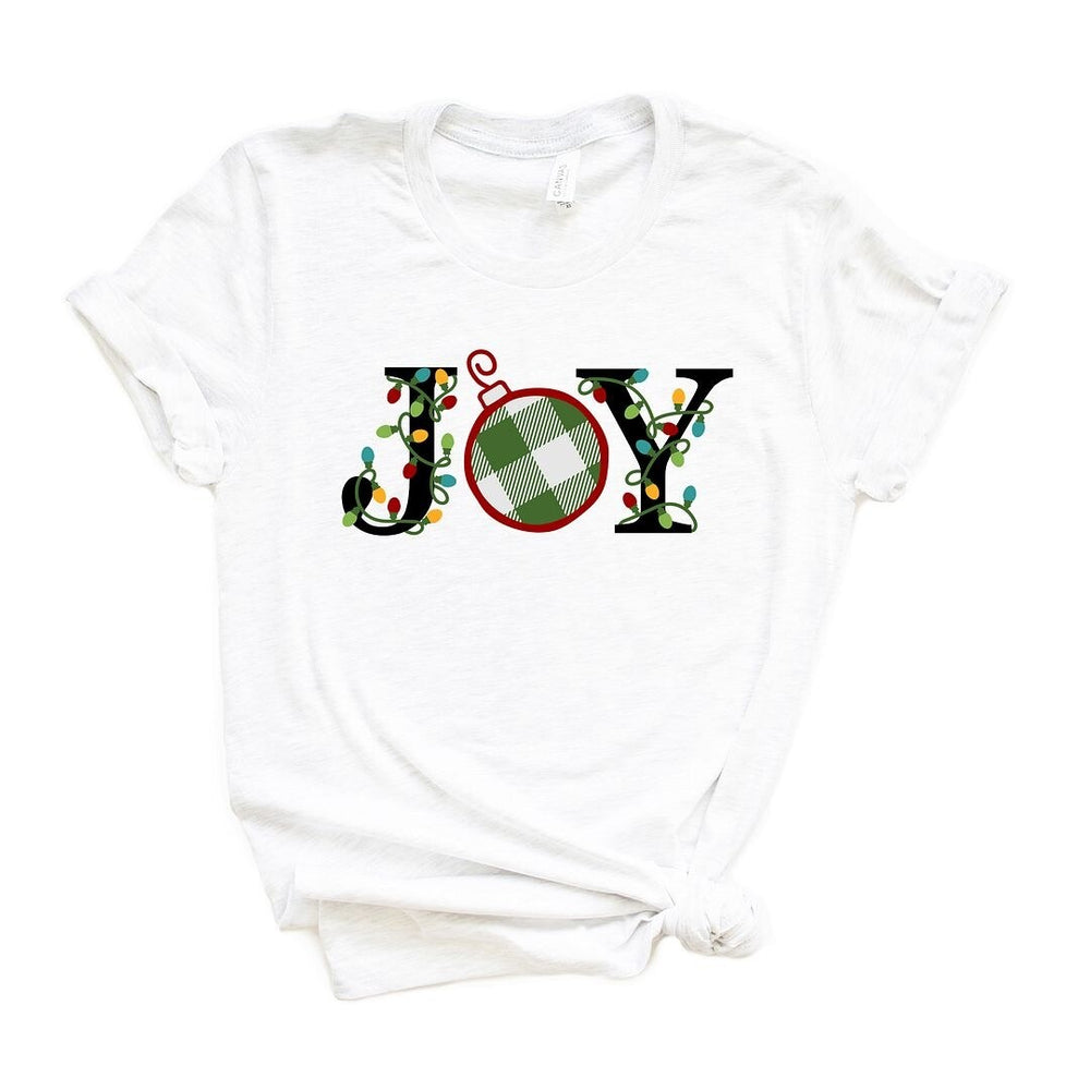 Joy Christmas Lights Short Sleeve Crewnneck Tee