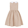 Khaki Gingham Peter Pan Collar Sleeveless A-Line Dress