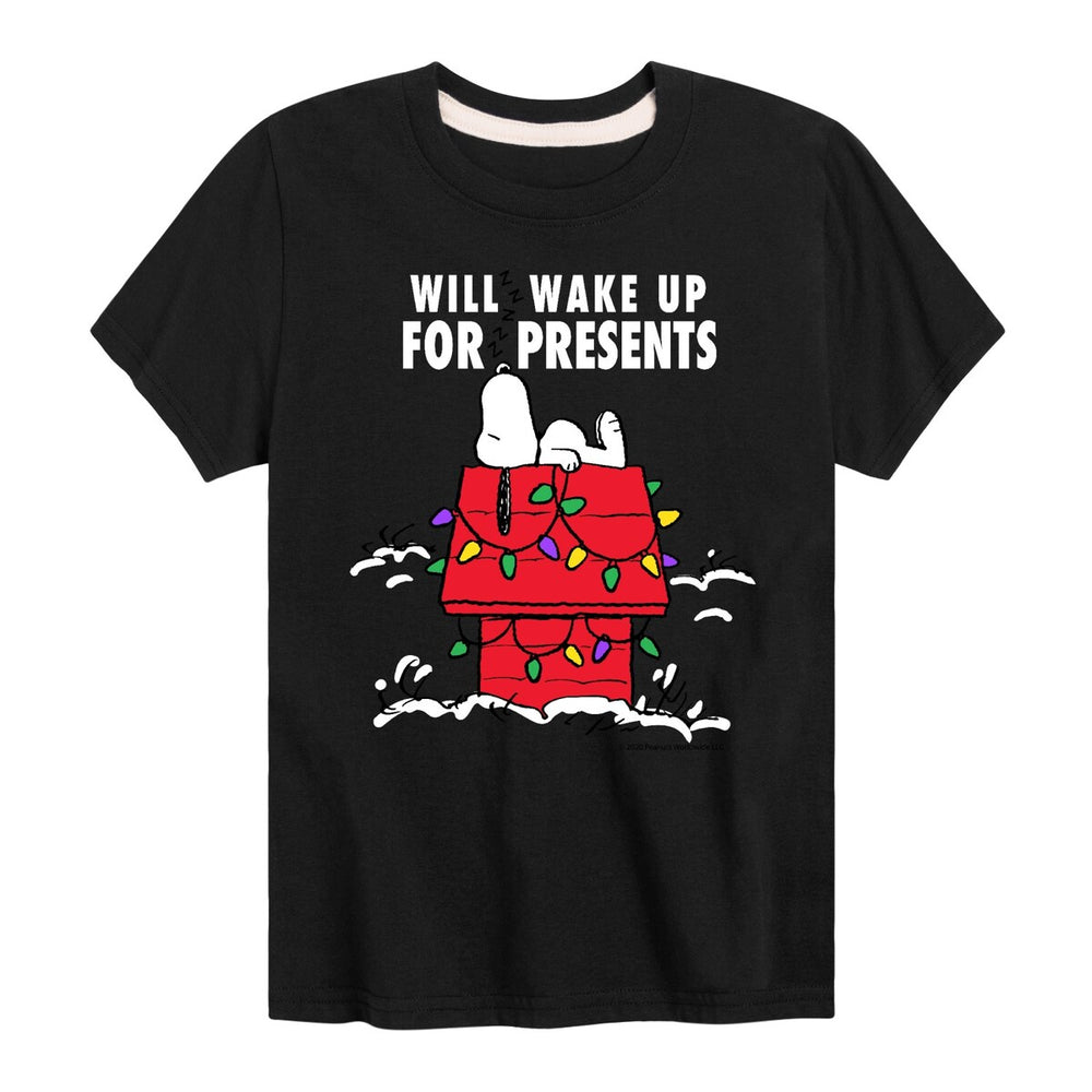 Kids Peanuts Will Wake For Presents Tee