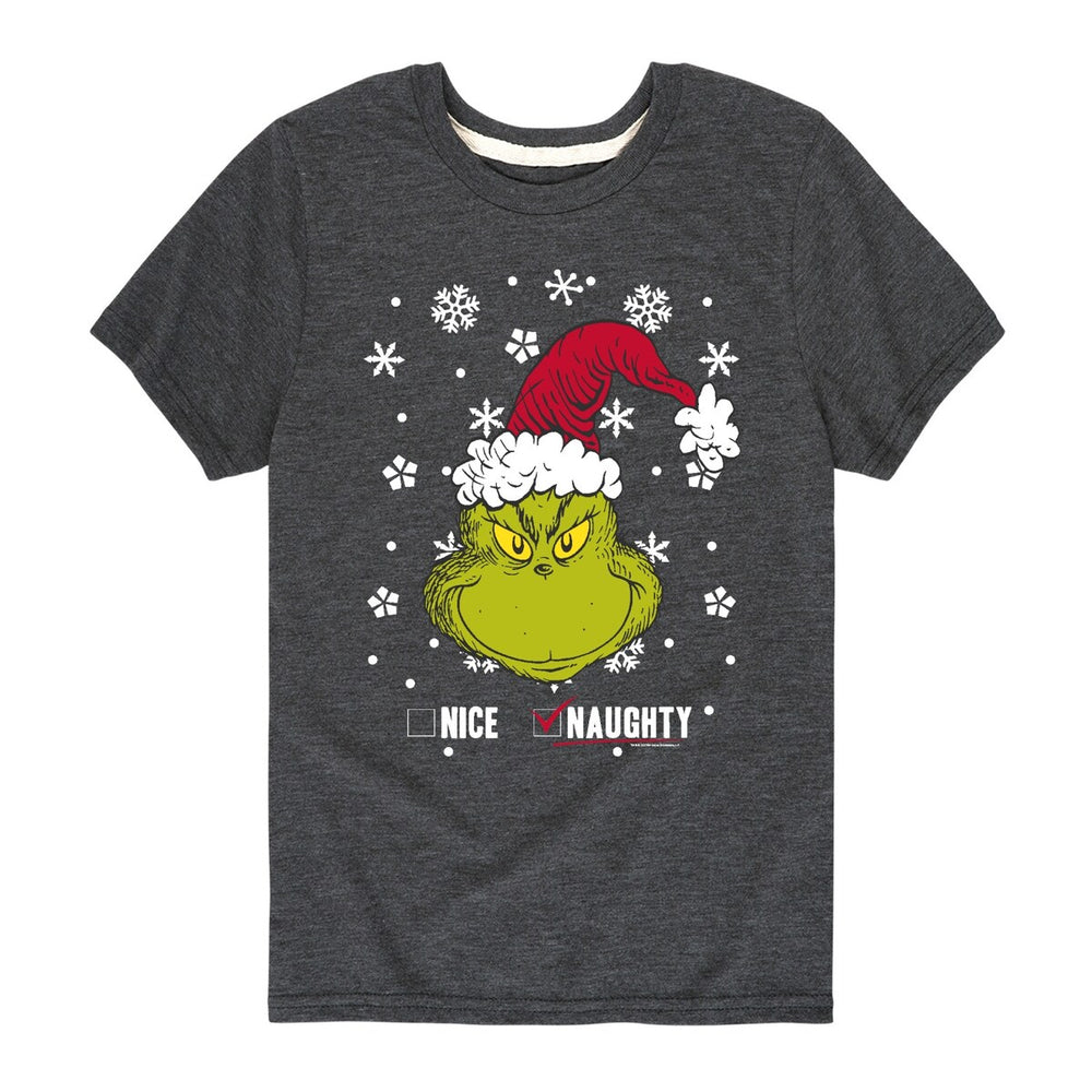 Kids The Grinch Naughty Or Nice Tee