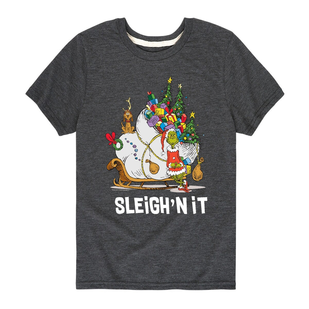 Kids The Grinch Sleighn It Tee