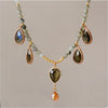 Labradorite Beaded Teardrop Natural Stone Necklace - White