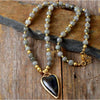 Labradorite & Goldtone Beaded Heart Pendant Necklace - White