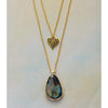 Labradorite & Goldtone Faceted Teardrop Layered Pendant Necklace - White