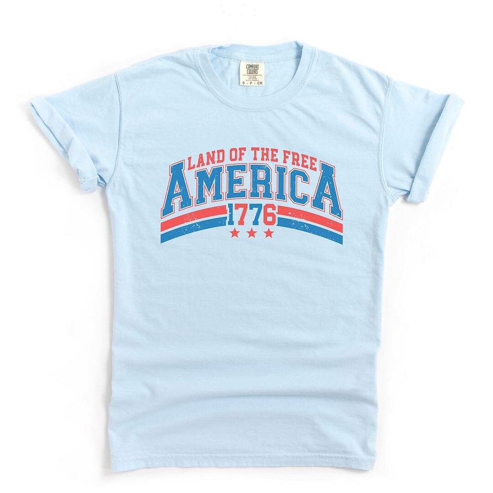 Land of the Free America Curved Garment Dyed Tee