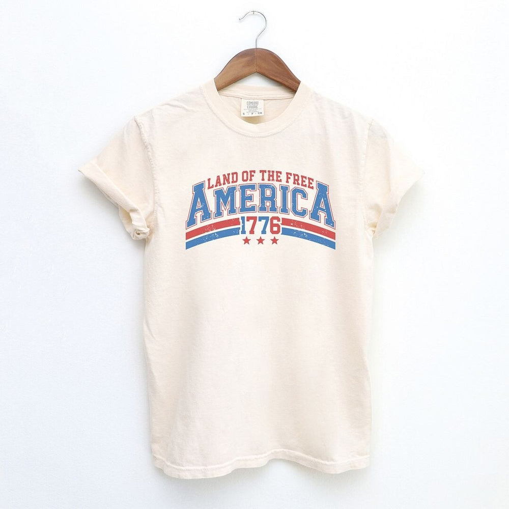 Land of the Free America Curved Garment Dyed Tee