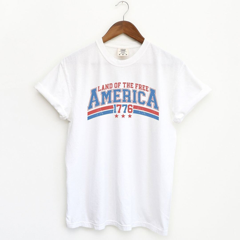 Land of the Free America Curved Garment Dyed Tee