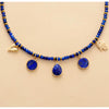 Lapis Lazuli & Blue Crystal Charm Necklace - White