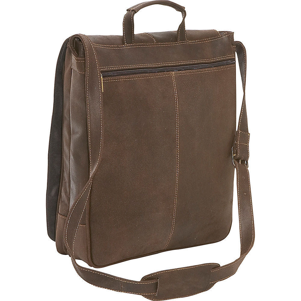 LeDonne Leather Distressed Leather Vertical 17-inch Laptop Messenger