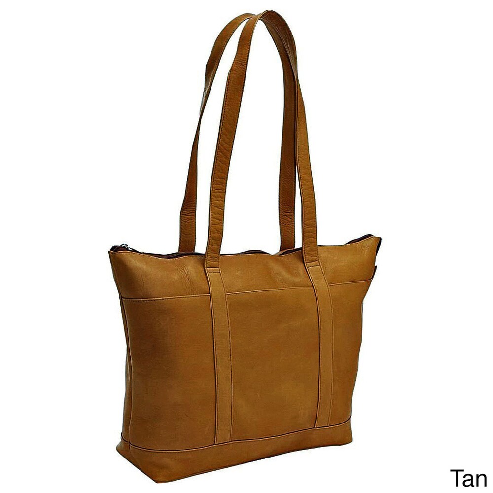 LeDonne Leather Double Strap Medium Pocket Tote Bag