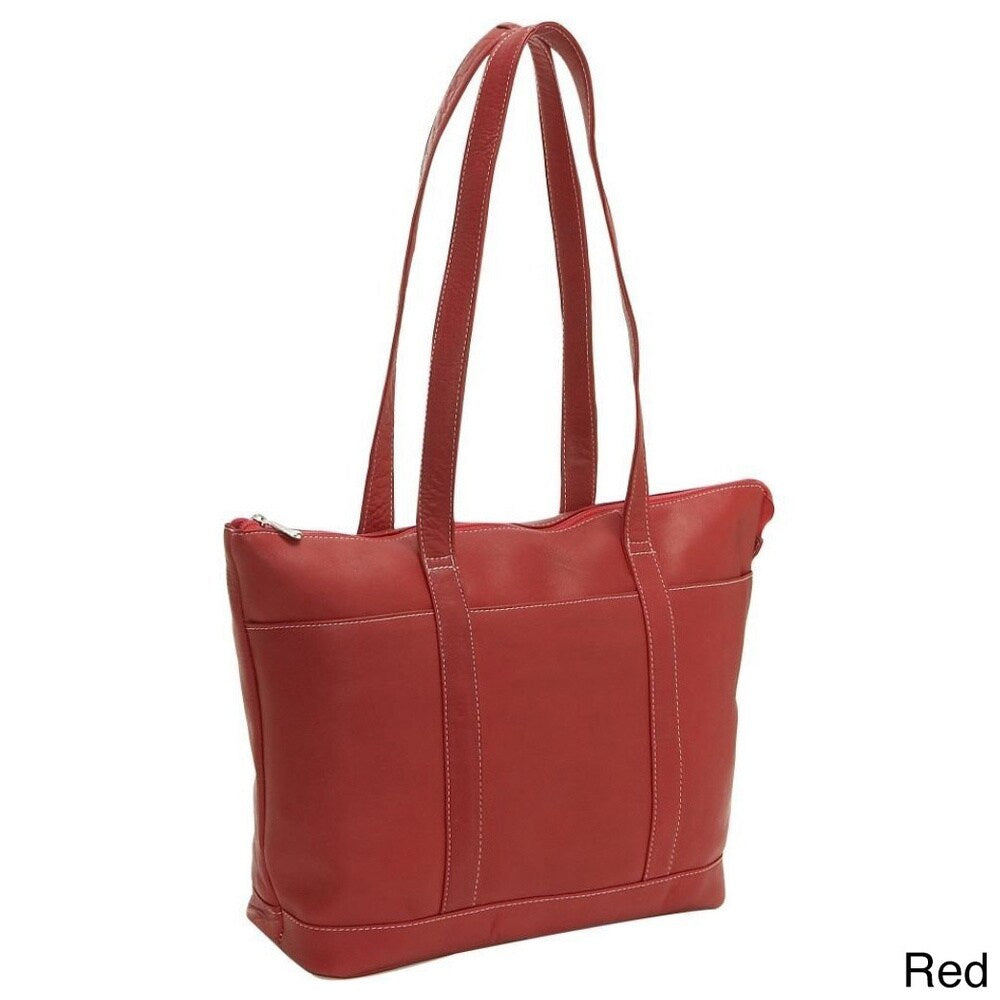 LeDonne Leather Double Strap Medium Pocket Tote Bag