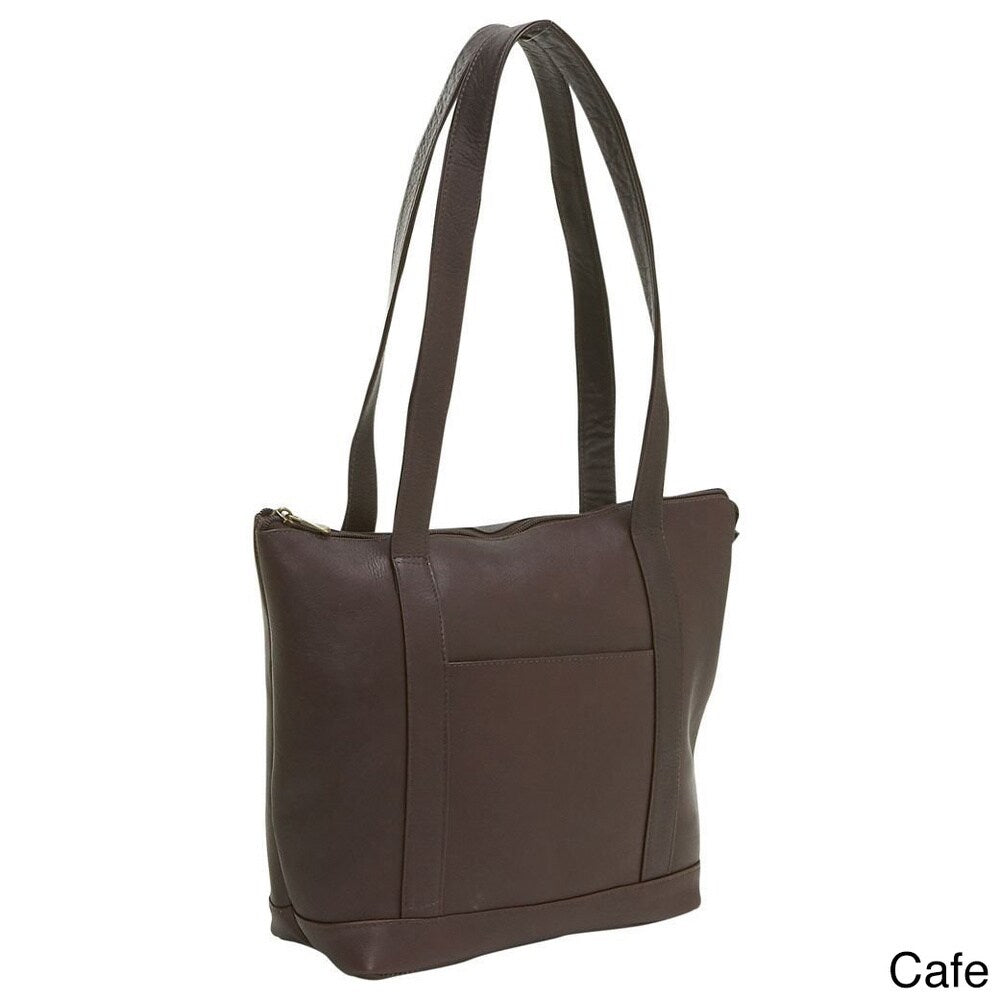 LeDonne Leather Double Strap Pocket Tote Bag