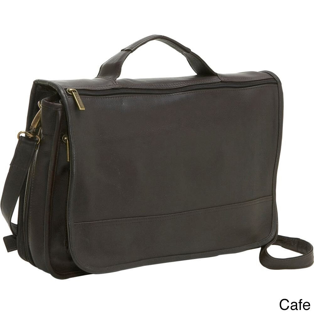 LeDonne Leather Expandable Organizer Messenger Brief