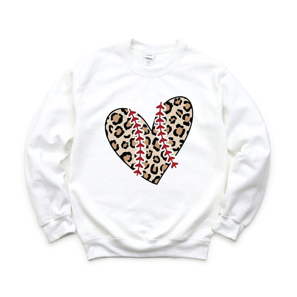 Leopard Baseball Heart Graphic Sweatshirt