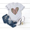 Leopard Baseball Heart Short Sleeve Crewnneck Tee