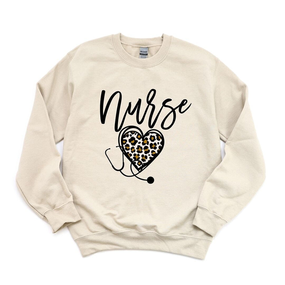 Leopard Nurse Heart Graphic Sweatshirt