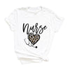 Leopard Nurse Heart Short Sleeve Crewnneck Tee