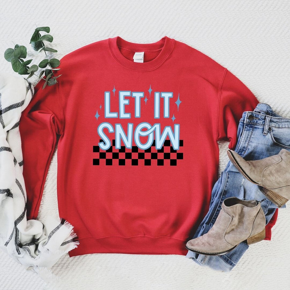 Let It Snow Checkered Graphic Sweatshirt