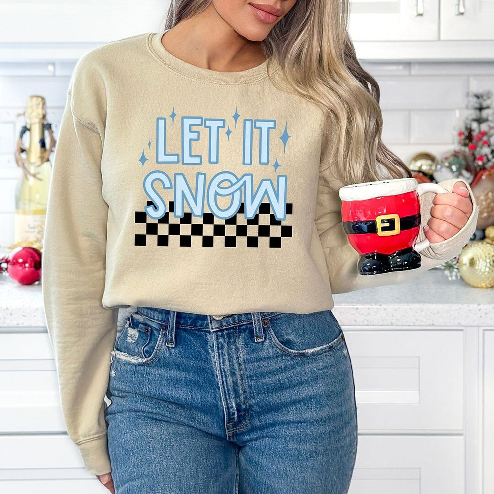 Let It Snow Checkered Graphic Sweatshirt