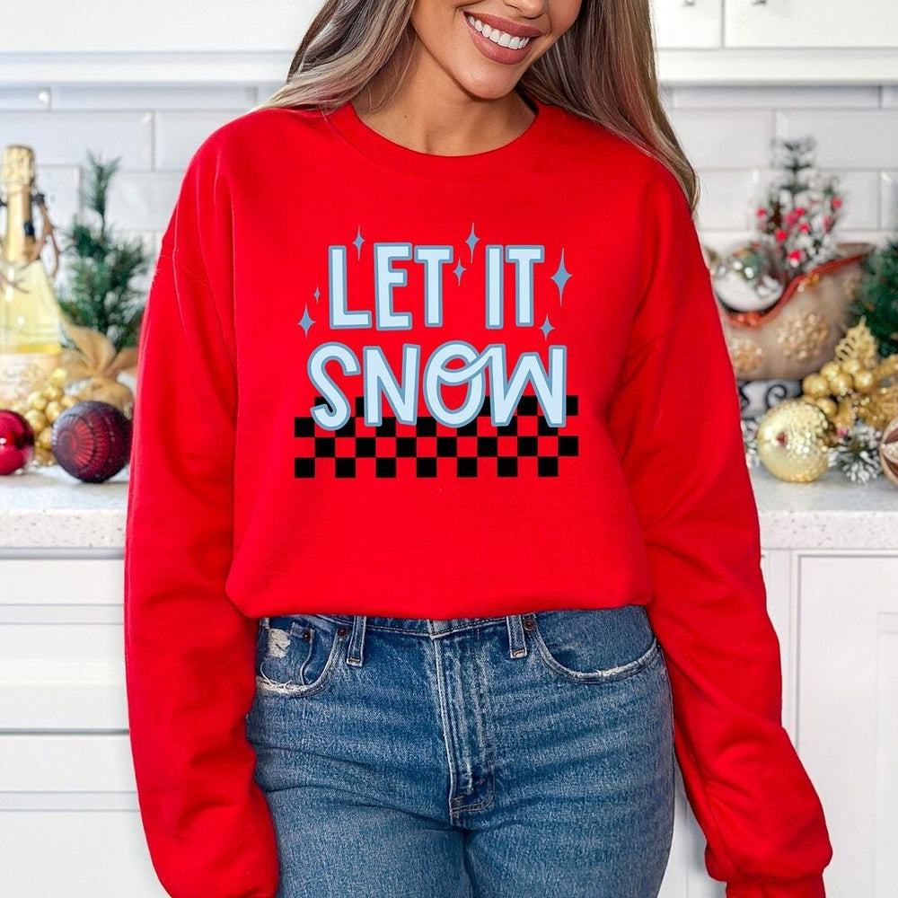 Let It Snow Checkered Graphic Sweatshirt