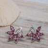 Light Amethyst And Ab Swarovski Crystal Floral Stud Earrings